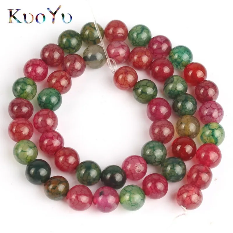 

Natural Stone Mixed Color Dragon Vein Agates Round Loose Beads 15"6/8/10mm Pick Size For Jewelry Making Diy Bracelet Necklace