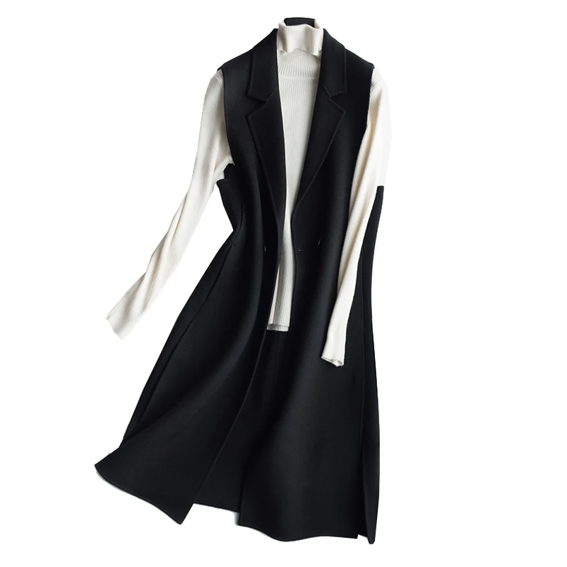 2018 Best selling autumn and winter new double-sided cashmere vest ladies knit long cardigan fashion high-grade wool coat vest Coats