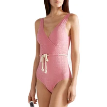 

Retro One Piece Swimsuit 2019 Solid Swimsuit Female Vintage Swimwear Women Sexy Monokini Swimming Suits V-Neck Beach Wear Summer