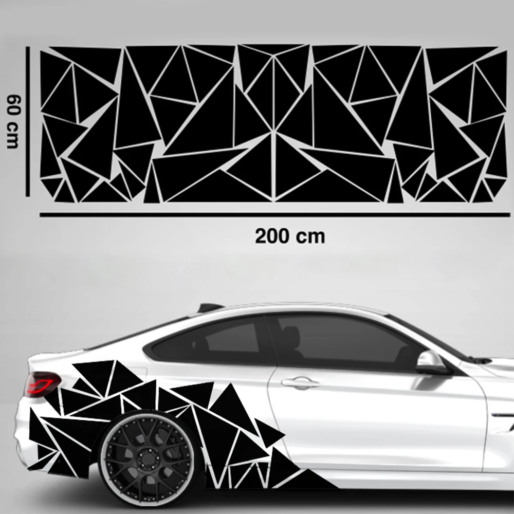 200 x 50 cm Universal-Aufkleber Auto Auto Seite Körper Aufkleber DIY  Aufkleber Dekor Grafik Dreiecke (schwarz) Manta