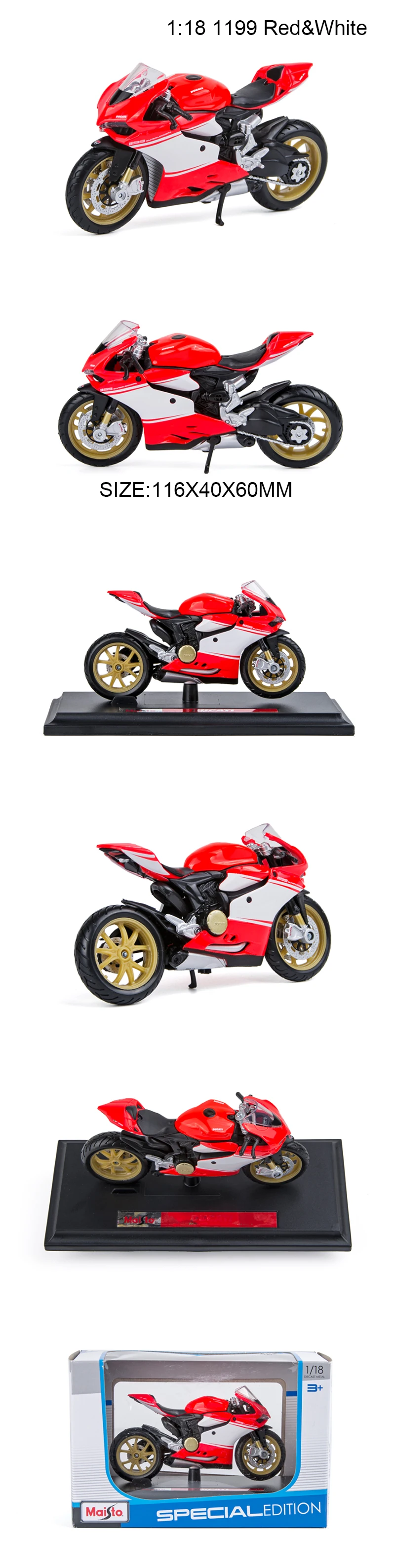 Maisto 1:18 мото модели Ducati 1199 Superleggera красного и белого цвета, Мотоцикл Модели Diecast миниатюрный Race игрушка для Коллекция подарков