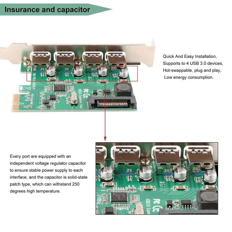 Супер скорость 4 порта Pcie к Usb 3,0 карта расширения с 15 Pin Sata разъем питания Usb3.0 Pcie контроллер концентратор для настольного ПК