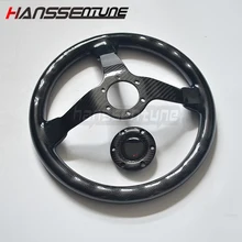 С оригинальным логотипом Универсальный гоночный руль из настоящего углеродного волокна 350 мм 14 дюймов черный цвет