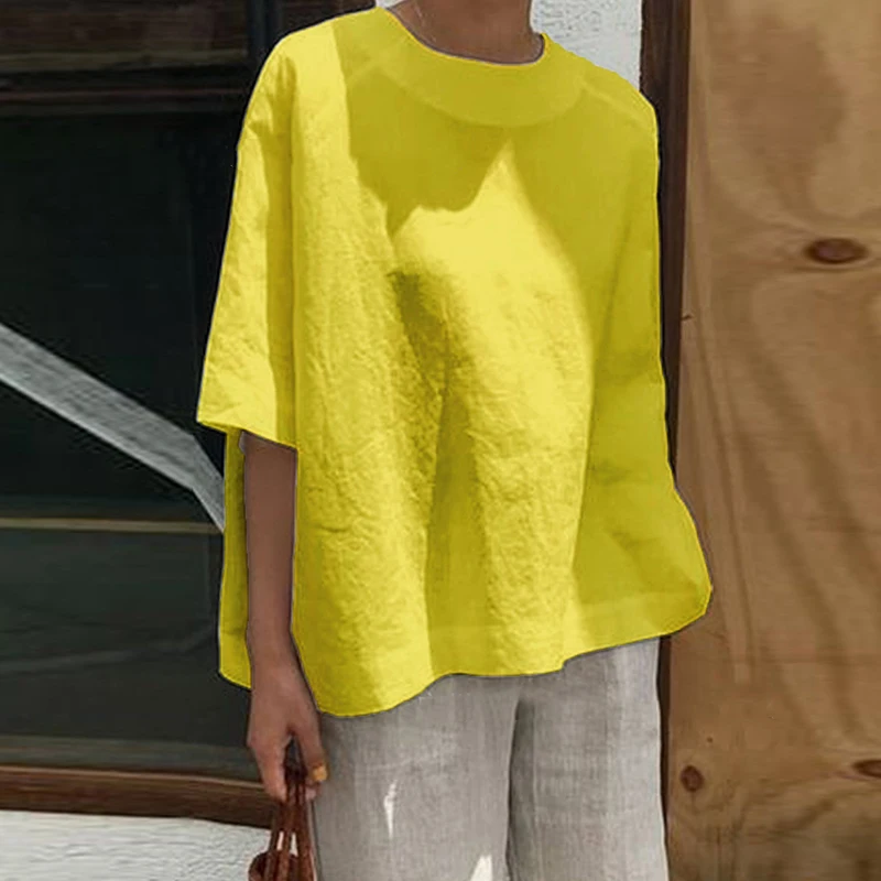 Summer Women Popular Daily Shirt S-5XL Baggy Loose Half Sleeve T Shirt Ladies Summer Casual Crew Neck Tops Blouse 2019 Hot