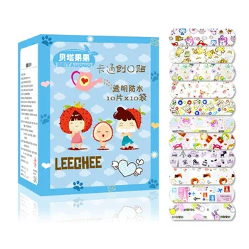 

100PCS Waterproof Breathable Transparent PE Cute lovely Cartoon Band Aids Adhesive Bandages First Aid Stickers For Children Kids