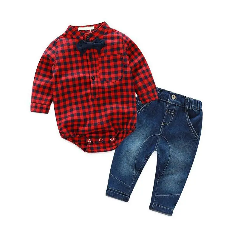 Весенне-летняя одежда для новорожденных мальчиков 0-7 лет модные повседневные Комбинезоны для джентльменов, Детская футболка+ штаны комплекты детской одежды 010 - Цвет: 3Piece