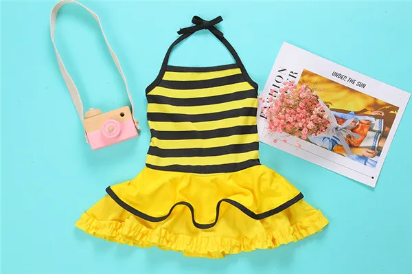 Цельнокроеное платье в полоску для девочек от 3 до 6 лет пляжная летняя одежда для плавания Рождественская Детская праздничная одежда с бантом