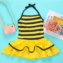 Цельнокроеное платье в полоску для девочек от 3 до 6 лет пляжная летняя одежда для плавания Рождественская Детская праздничная одежда с бантом