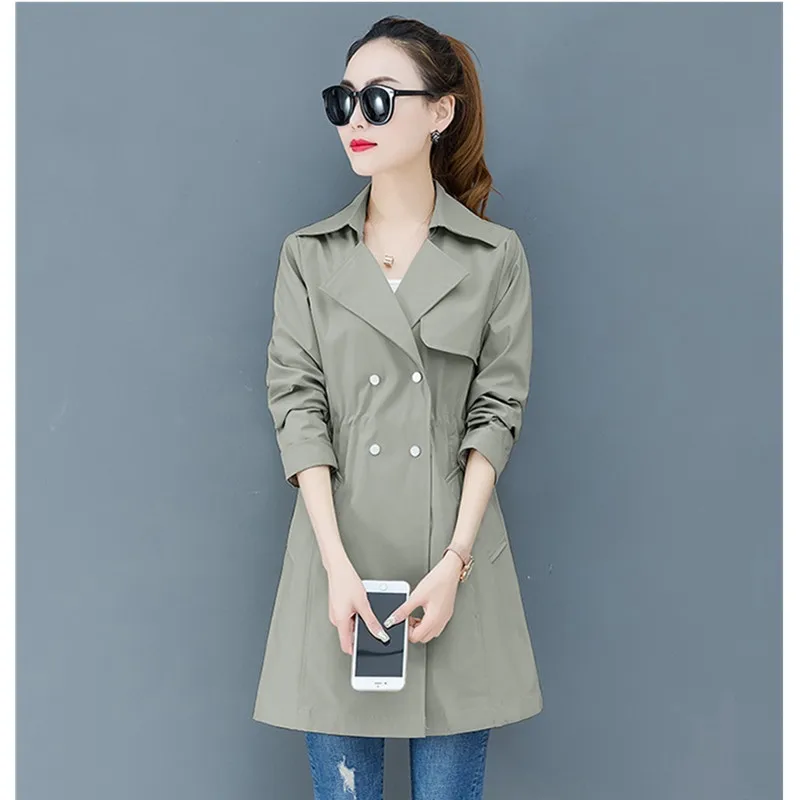 UHYTGF демисезонное пальто для женщин средней длины двубортное свободное Тонкое