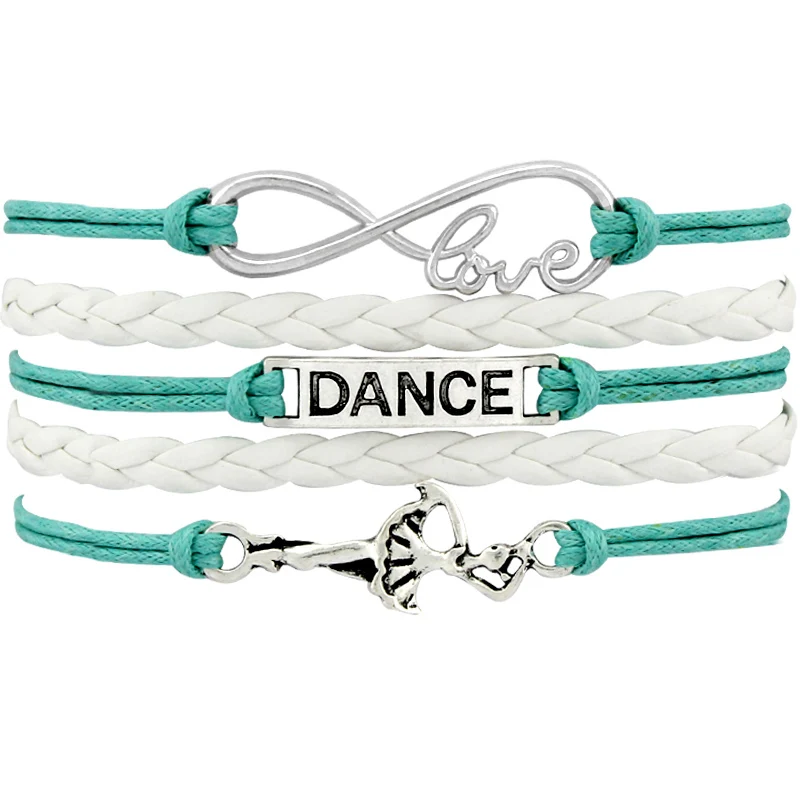 

Dance Dancer Ballet Shoes Heart Infinity Love Charm Bracelets Antique Silver Handmade Pink Jewelry Women Men Gift Drop Shipping