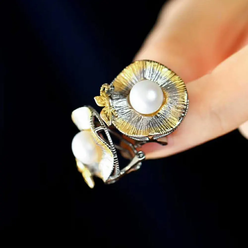RADHORSE серьги Подлинная 925 пробы серебряный жемчуг бабочка цветок моделирование серьги женские классические Стиль Fine Jewelry