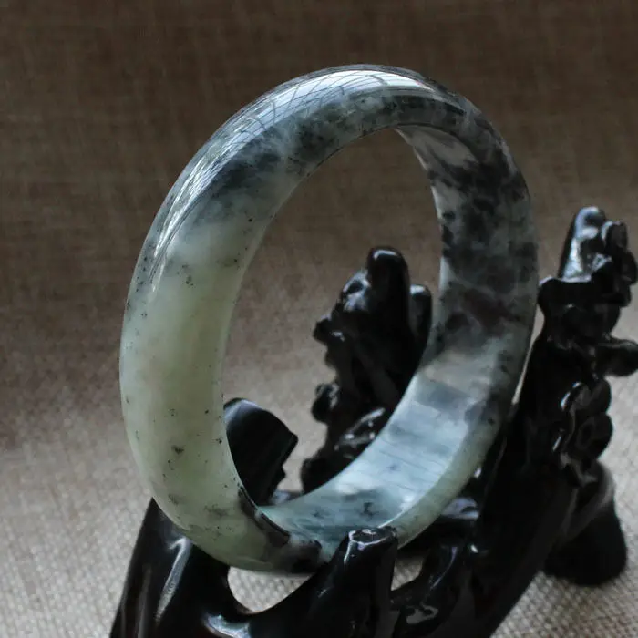 

59mm Chinese Genuine Natural Green Nephrite Jade Gems Bangle Bracelet A-3796