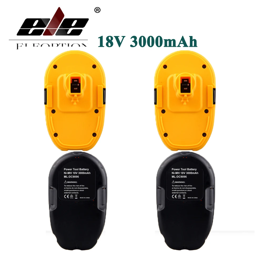 

ELEOPTION 4PCS 18V 3.0Ah 3000mah Ni-MH Battery For Dewalt DC9096 DE9095 DW9095 DE9095 3000MAH Cordless Drill Free Shipping