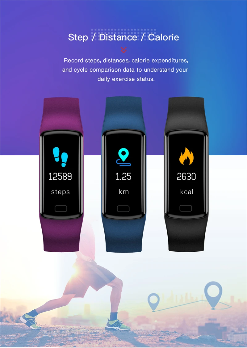 LYKRY Y5 Смарт-часы, пульсометр, монитор артериального давления, высокая яркость, цветной экран, смарт-браслет, часы, android IOS