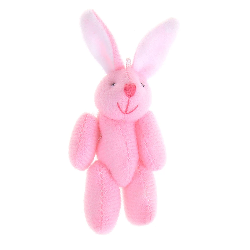 1 шт. 6 см мягкий мини-соединение кролик кулон плюшевый кролик для брелок букет игрушка кукла DIY украшения подарки 3 цвета - Цвет: Розовый