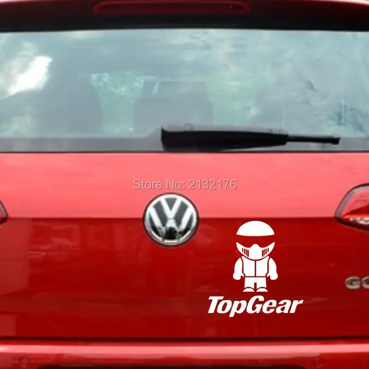 

Car Styling Racing Driver The Stig TopGear Car Sticker Decorative Outdoor Top Gear Sticker Decals for vw mazda etc 6'' white