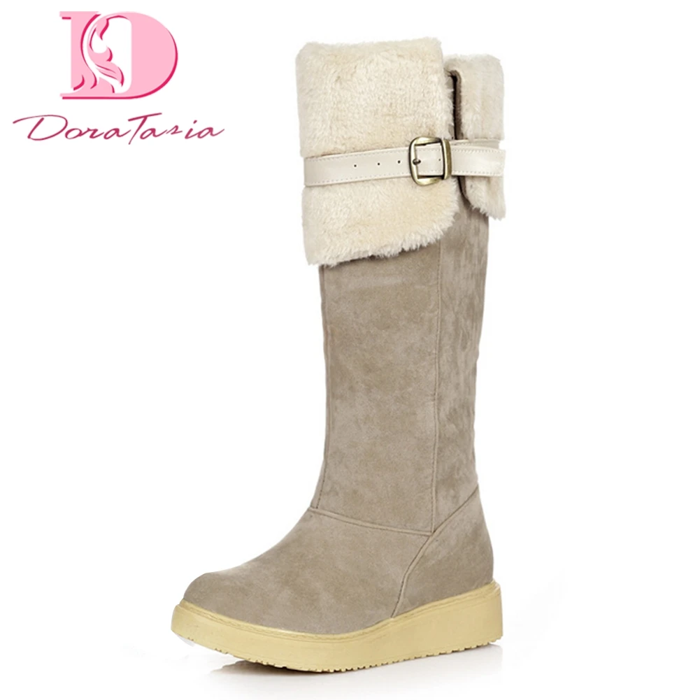

DoraTasia 2018 dropship Large Sizes 34-43 Women's Shoes woman knee-high Boots winter snow Boots Woman keep warm plush Shoes