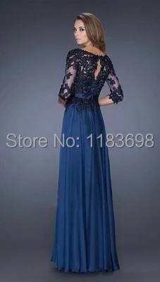 Перспективное сексуальное синее кружевное платье с длинными рукавами vestido mae da noiva платье для матери невесты платье на свадьбу