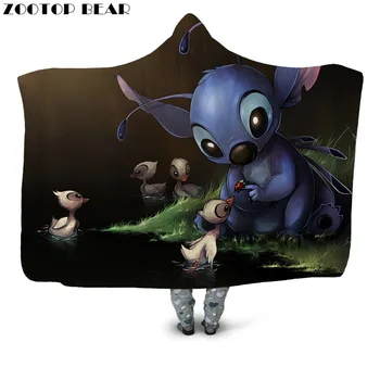 

Anime 3D Printing Fleece Throw Hooded Blanket Funny Animal Movie Fashion Wearable Couple Bedding Plush Casual Soft Office Adults