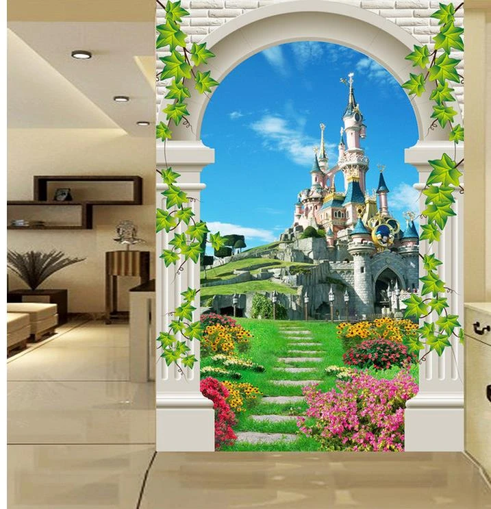 壁紙壁画3d風景城ポーチ背景の壁リビング3d壁紙家の装飾 Wallpaper Home Decor Living 3d Wallpaper3d Wallpaper Aliexpress