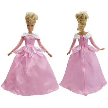 

Fashion Handmade Fairy Tale Pink Princess Outfit Copy Sleeping Beauty Long Dress Party Gown Clothes For Barbie Doll Accessories