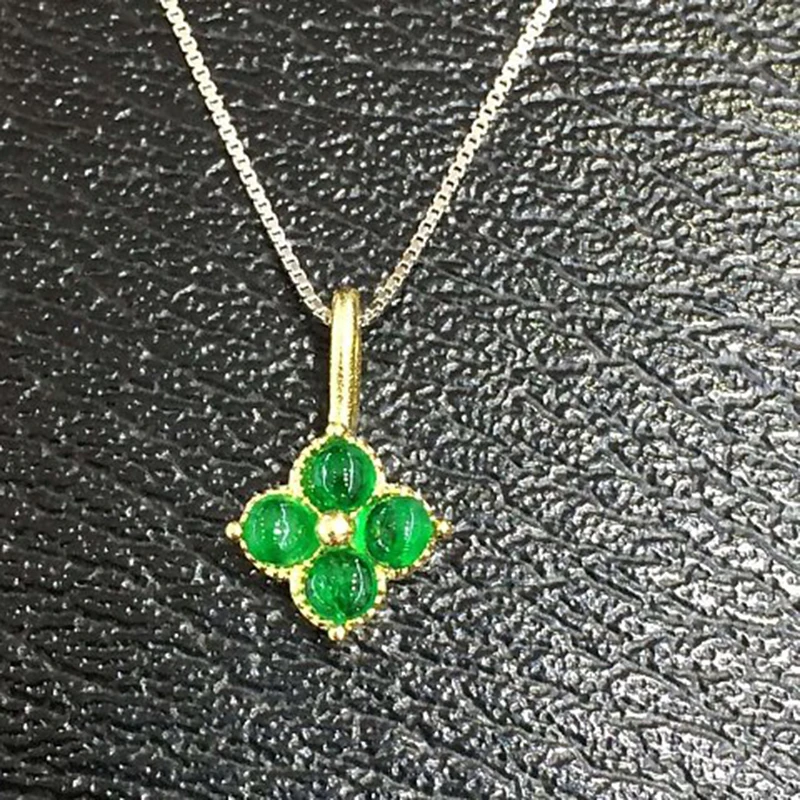

2017 Collier Qi Xuan_Fashion Jewelry_Colombian Green Stone Flower Necklaces_S925 Solid Pendant Necklaces_Factory Directly Sales