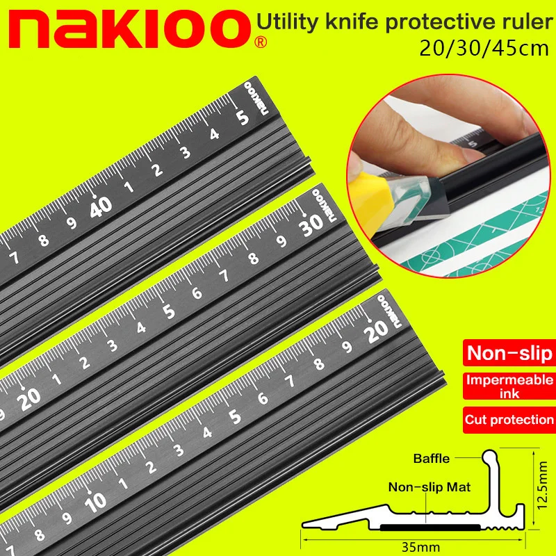 

Advanced aluminum alloy ruler, multifunctional student cutting protection art anti slip drawing tool
