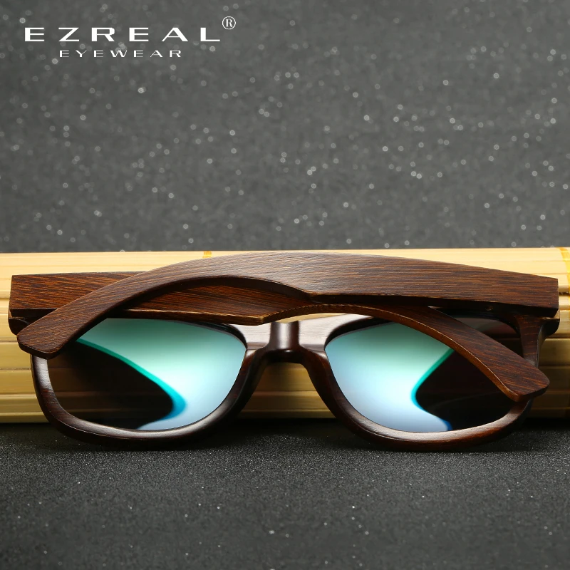 Price EZREAL Real Wood Sunglasses Polarized Wooden Glasses UV400 Bamboo Sunglasses Brand Wooden Sun Glasses With Wood Case
