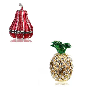 

H&D Trinket Box Set Hinged Ornament Crystals Hand-painted Patterns Bejeweled Box Collectible Figurines For Gifts