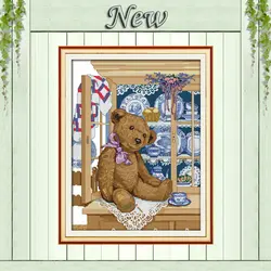 Медвежонок в шкаф мультфильм Картины Счетный Печать на холсте DMC 14CT 11CT вышивки крестом Рукоделие Наборы для вышивания