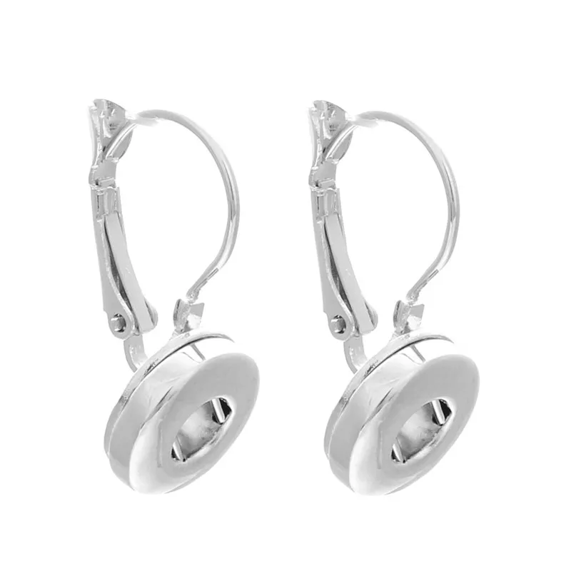 

New Snap Jewelry Metal Silver Color 12mm Snap Earrings Mini Button Dangle Earring For Women DIY Accessories