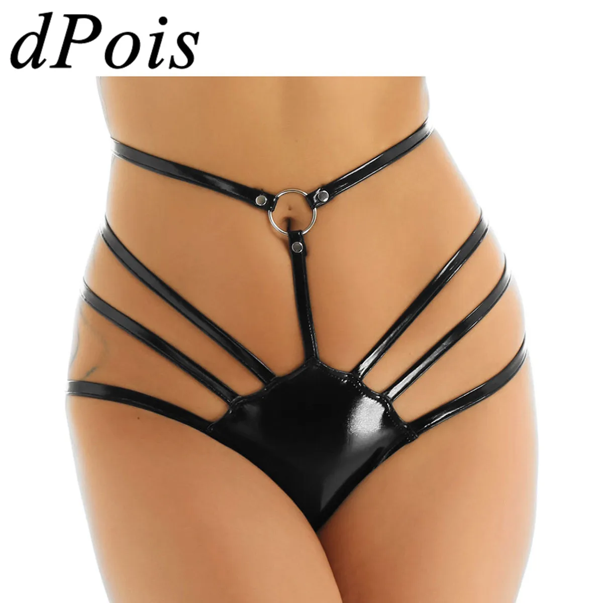 

Exotic Lingerie Underwear Women Black Leather Party Clubwear High Cut G-string Thongs Bikini Briefs Sissy Panties Gym Swimsuit