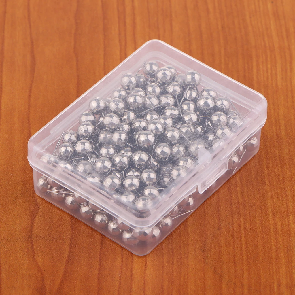100/200 Push Pin Drawing Pins Metallic Ball Head Cork Board Map Office Thumb Unique Decorative Impact On DIY Projects