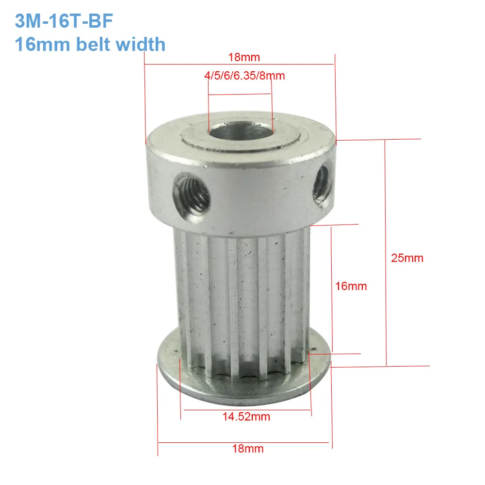 2 шт. HTD3M 16 т зубчатый шкив 16 мм ремень Ширина 4/5/6/6,35/8 мм внутренний диаметр 16 зубьев 3 мм зубьев BF Ремень ГРМ зубчатый шкив