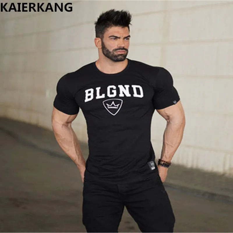 

Summer mens cotton Short sleeve t shirt gyms Fitness bodybuilding shirts Crossfit male Brand tees tops casual T-shirt clothing