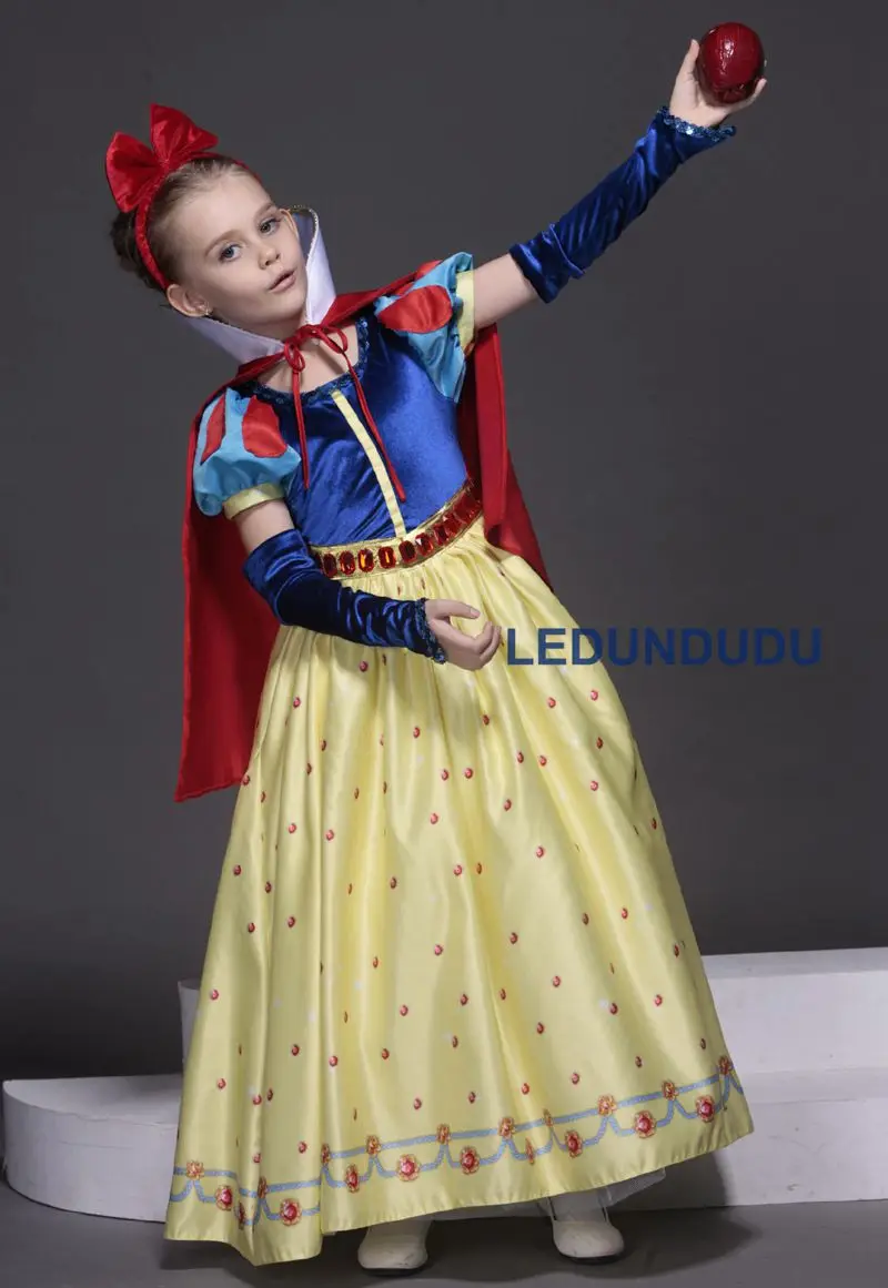 2018 New Arrival High Quality Snow Whit Cosplay Costume for Kid Girls Princess Gem Dress Children Halloween Carnival Party Dress (5)