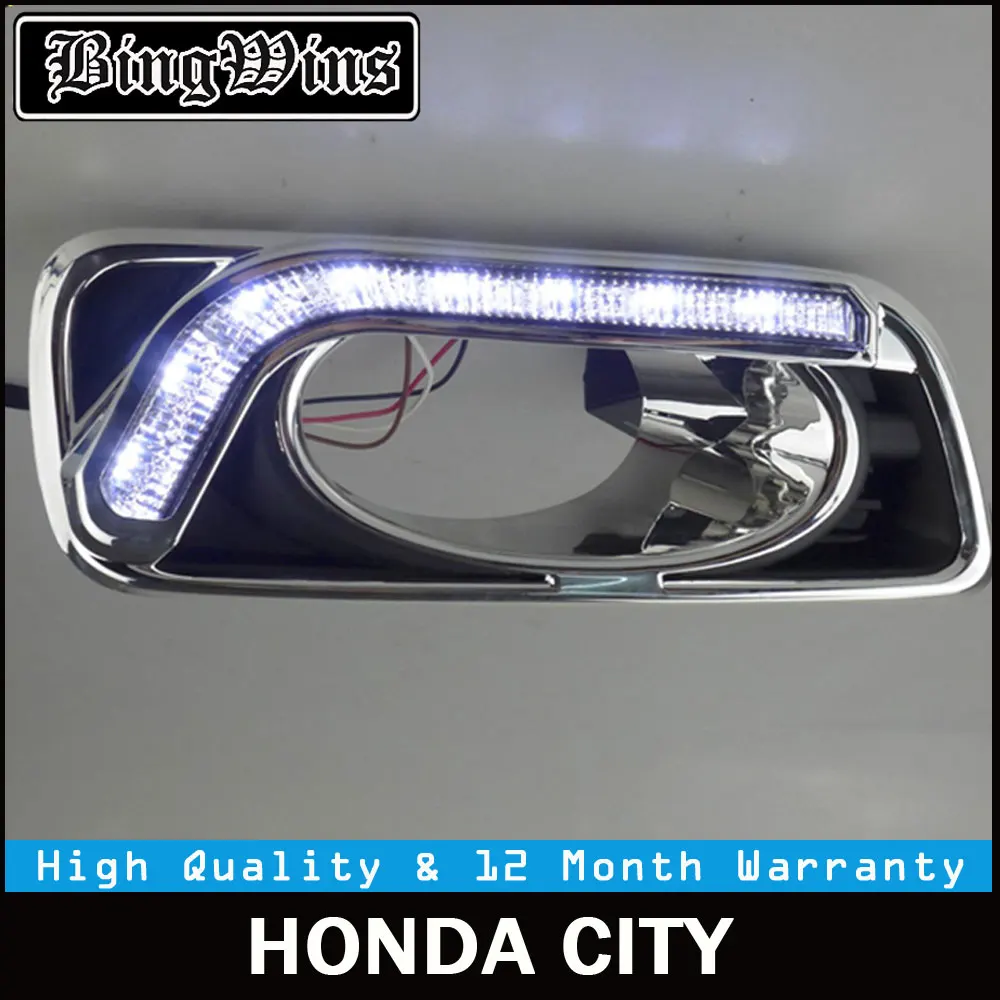 BINGWINS автомобиля DRL комплект для Honda CITY 2012 2013 светодио дный днем ходовые огни бар сигнал поворота туман авто лампы автомобильной daylight 12 v