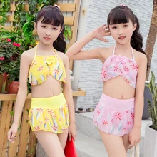 Милая купальная Одежда для девочек детский купальный костюм бикини для плавания купальник-бикини комплект из двух предметов для малышей