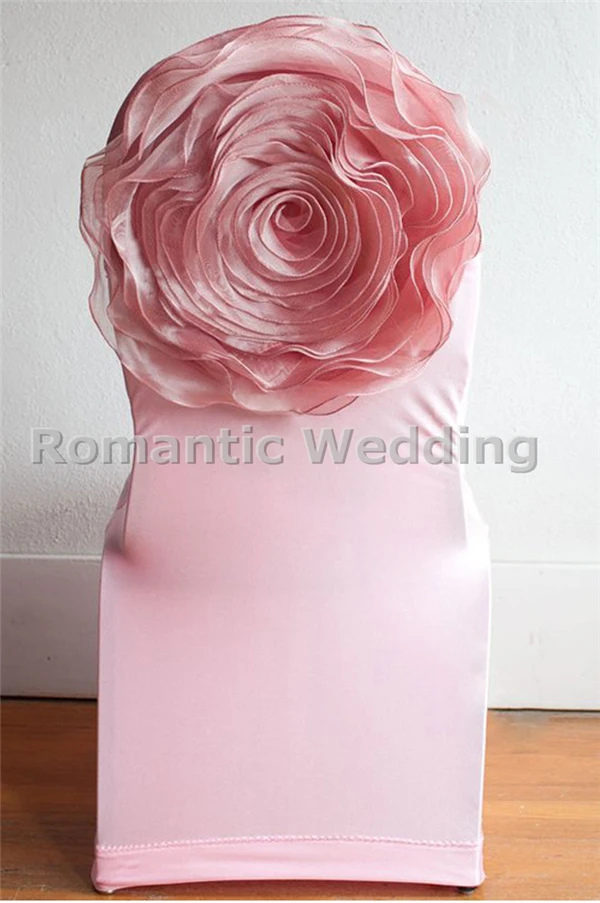 

Free shipment 10PCS/lots large pink flower wedding chiffon chair cover for Wedding decoration event product party decorations