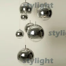 Современный стеклянный подвесной светильник для столовой, гостиной, бара, светильник, люстра, зеркальный подвесной светильник-шар диаметром 20 см