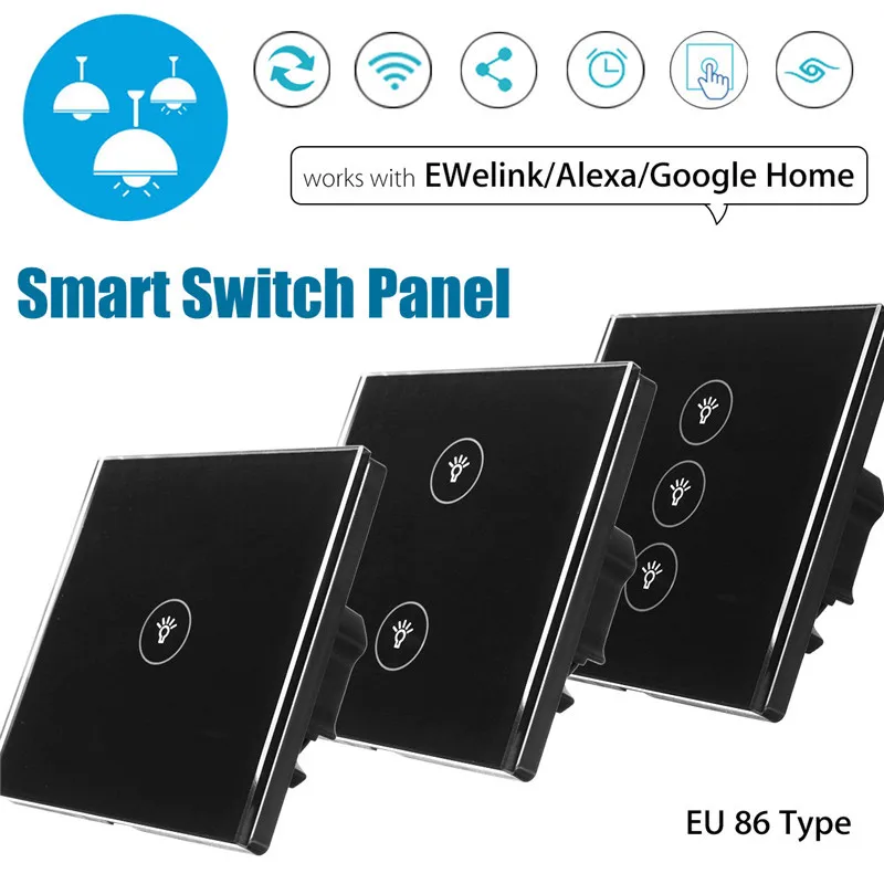 

SWILET EU Standard Remote Control Wall Switch Plug WIFI Smart Touch Panel APP Control For Alexa/Gogle Smart Home