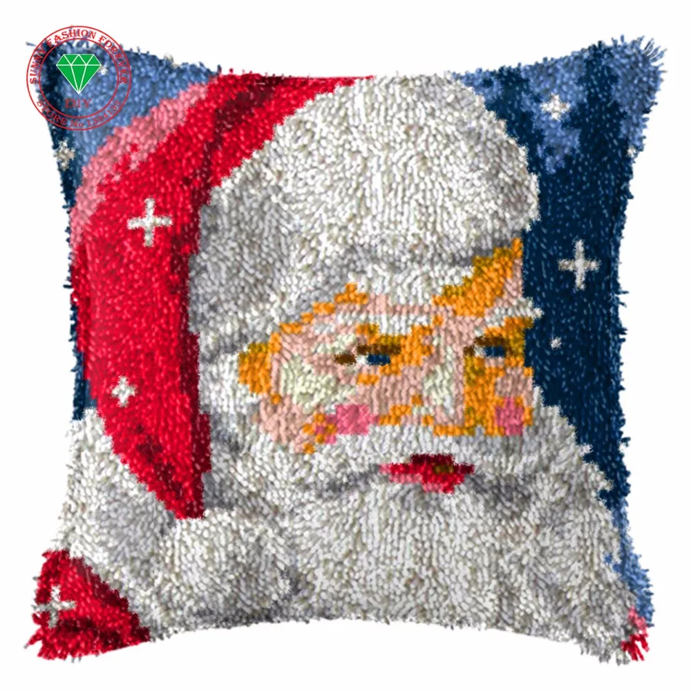 Christmas decoration Santa Latch Hook Cushion Kit Gift DIY Needlework