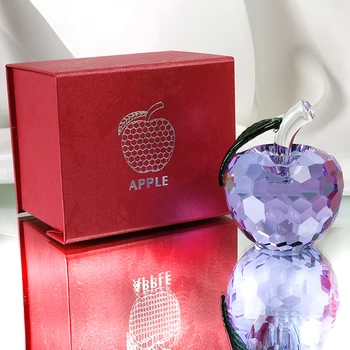 

H&D 60mm Crystal Apple Paperweight Art Glass Apple Collectible Figurines,Christmas Eve Gift Home Decor Wedding Favors (Purple)