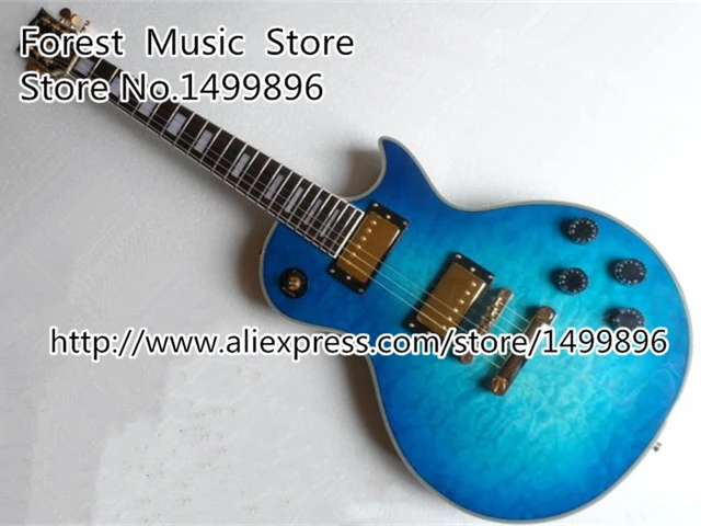 Cheap Chinese Blue Quilted Finish Single Cut Body LP Custom Guitar Electric Kits & Body Lefty Available