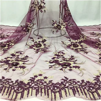 

African Noble Design Net Lace Fabric beads Applique Guipure Style 3D Flower In stones Nigerian Indian Wedding Mesh Material