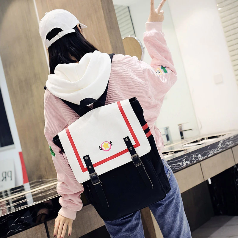 Открытка Каваий Captor рюкзак Сакура для женщин Cardcaptor Sakura холст путешествия Досуг школьные рюкзаки для девочек Лолита рюкзак Mochilas