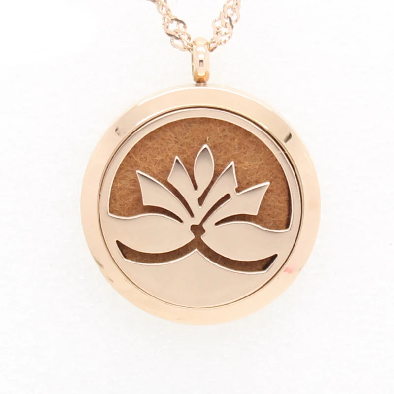 Rose Gold Perfume Locket 30mm Round Stainless Steel Lutes Aromatherapy