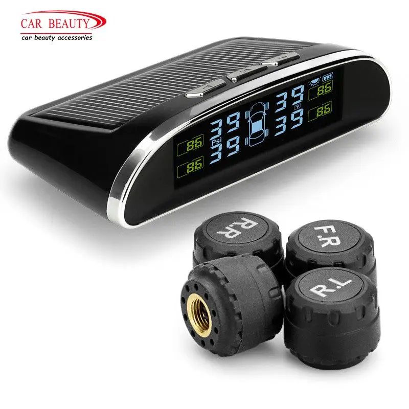

Solar Energy Car TPMS Wire Real Time Digital Display Alarm with Tire Pressure&Temperature Monitoring System for Auto Security