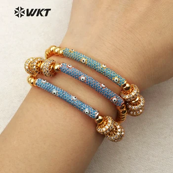 

MB093 New Style Jewelry Brass Plated Beads Bracelet Micro Pave Charms Shiny Wristband For Female Bracelet Gift Wholesale
