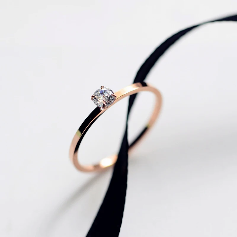 Yun ruo Модные Простые Циркон Обручальное кольцо пара Роуз золотистого цвета женский подарок на день рождения Титан Сталь ювелирные изделия никогда не увядает